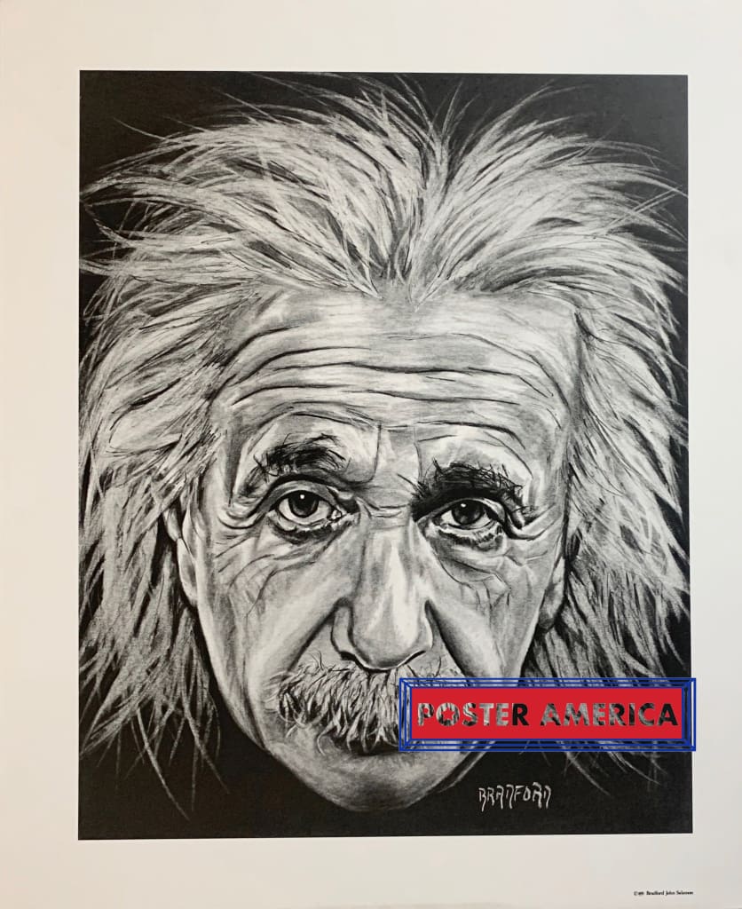 Bradford John Salamon 1991 Einstein Sketch Rare Vintage Art Poster Print 20  x 24