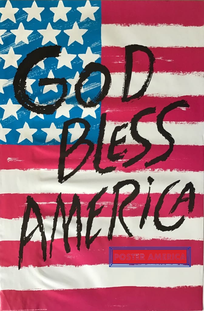 God Bless America Vintage Patriotic American Flag Poster 22.5 x 34