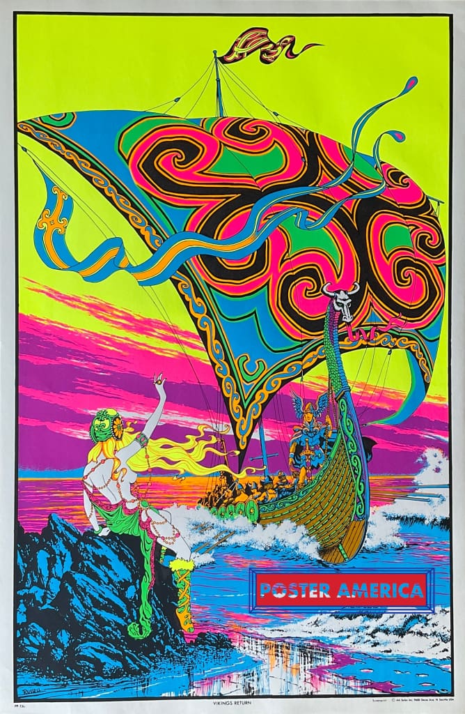 Store Poster Vintage Original 1970s Blacklight Psychedelic Art