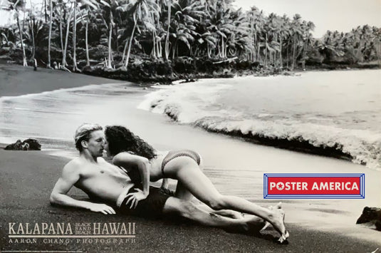 Aaron Chang Kalapana Black Sand Beach Hawaii Vintage 1990 Print 24 X 36 Vintage Poster