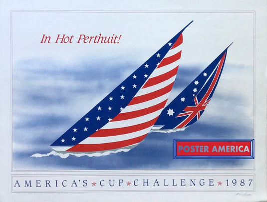 1987 Americas Cup Race (turquoise label) - Original Vintage Poster