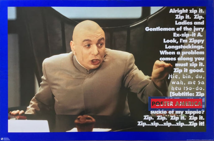 Austin Powers Doctor Evil Zip It Poster 23 X 35 Posters Prints & Visual Artwork