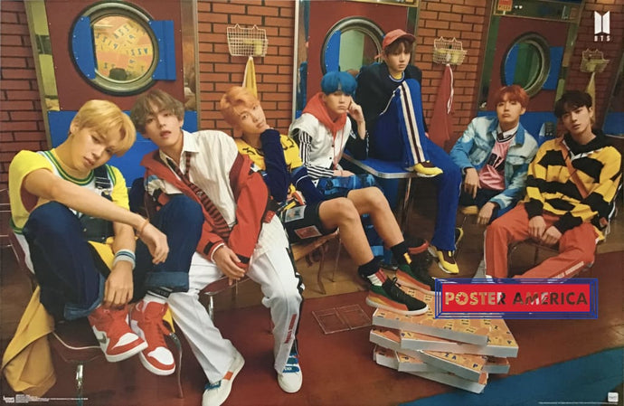 Bts Crew Sitting In A Pizza Parlor Poster 22 X 34