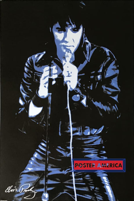 Elvis Presley Dressed In Black Leather Poster 24 X 36