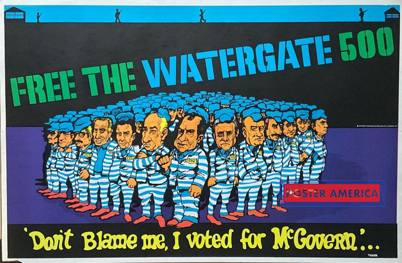 Load image into Gallery viewer, Free The Watergate 500 Nixon Original Blacklight 23 X 35 Poster
