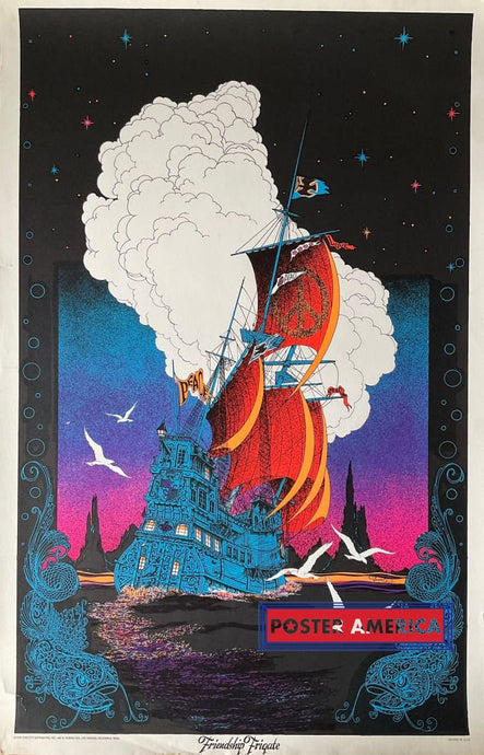 Friendship Frigate Vintage Black Light Poster 26 X 39 Posters Prints & Visual Artwork