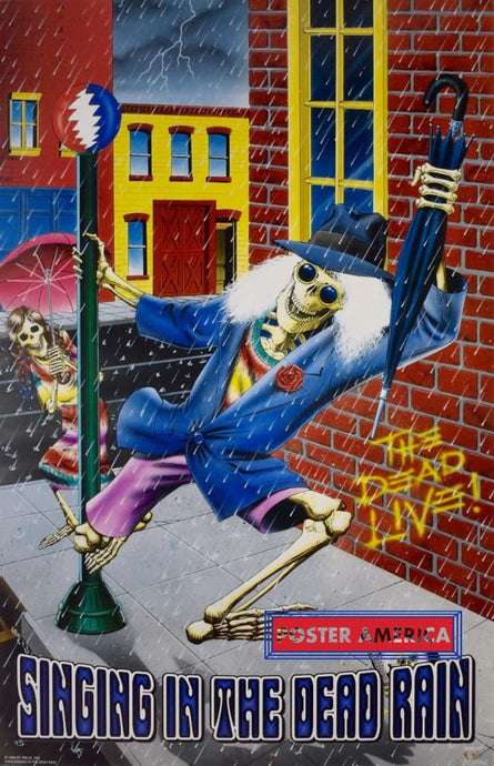 Grateful Dead Singing In The Rain Rare Vintage 1996 Poster 22.5 X 34.5 Vintage Poster