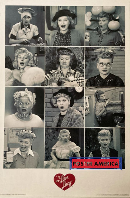 I Love Lucy Collage Black & White Poster 24 X 36 Lucille Ball Desiarnaz