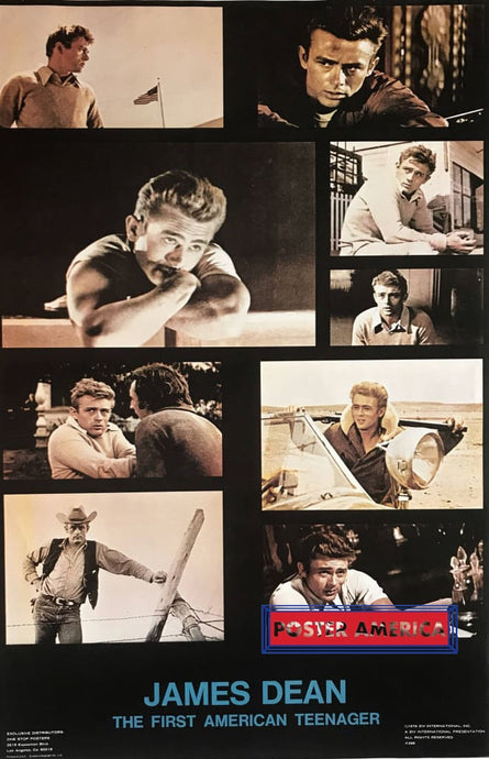 James Dean The First American Teenager 1978 Ten Picture Photo Collage Poster 22.25 X 34.25