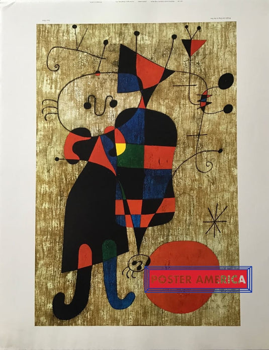 Joan Miro People And Dog In The Sun Poster 22.5 X 28.5