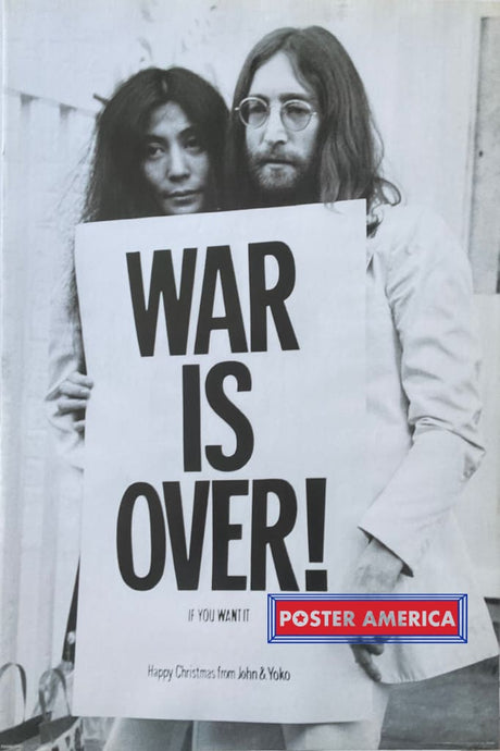 John Lennon Yoko Ono War Is Over Vintage Poster 24 X 36 Black & White Happy Xmas Message