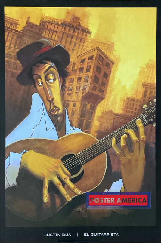 Justin Bua El Guitarrista Rare Art Poster 24 X 36