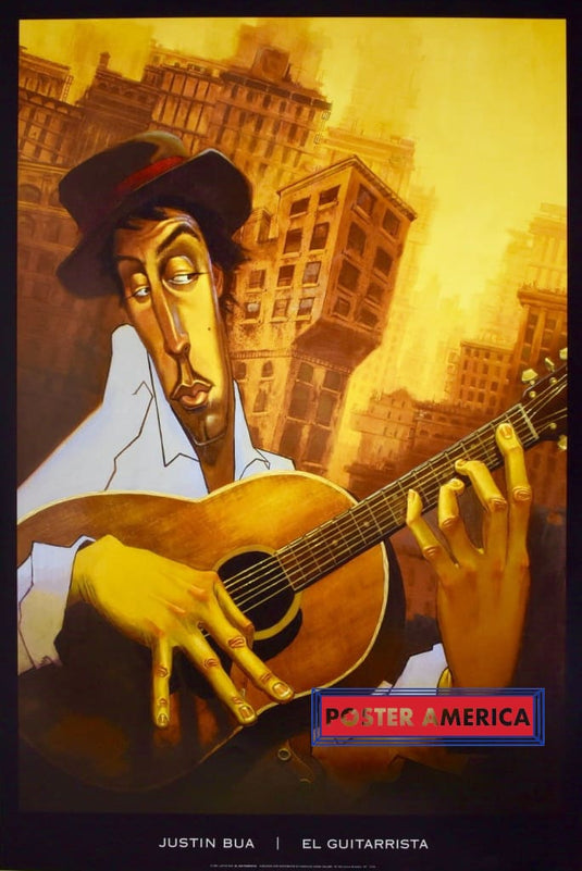 Justin Bua El Guitarrista Rare Art Poster 24 X 36 Vintage Poster