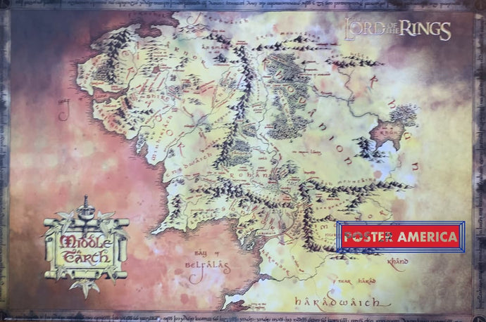 Lord Of The Rings Map Of Middle Earth Poster 24 X 36