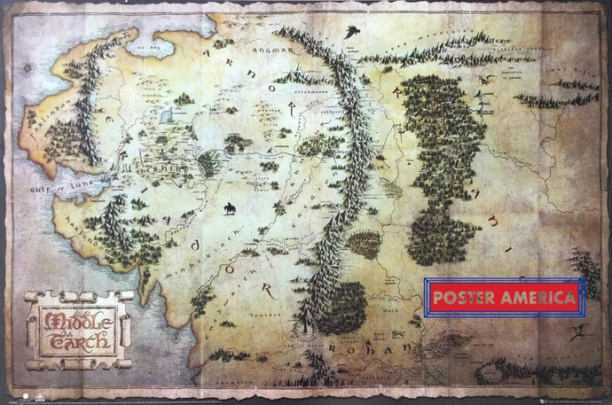 Lord Of The Rings Map Middle Earth Poster 24 X 36 Posters Prints & Visual Artwork