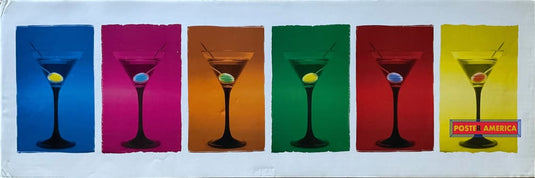 Martini Glasses Pop Art Slim Print 12 X 36