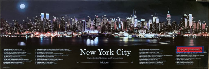 New York City Skyline Guide Of Buildings And Their Architects Scenic Slim Print 12 X 36