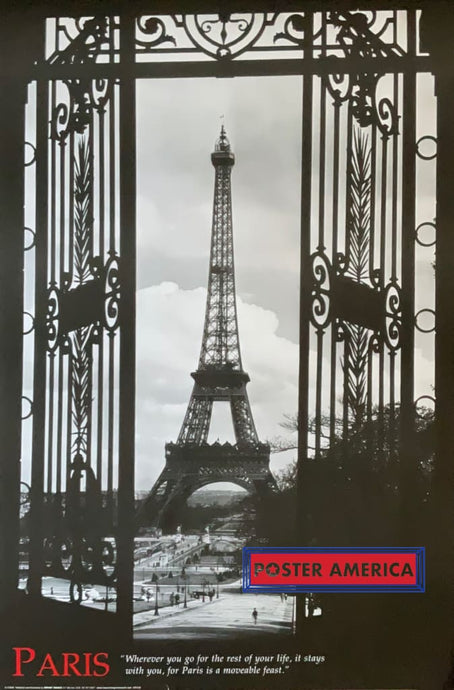 Paris The Eiffel Tower With Quote Black & White Poster 24 X 36