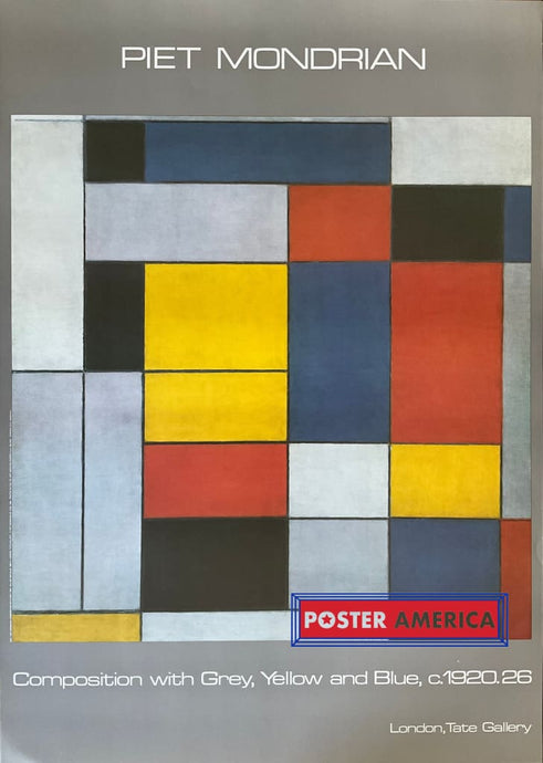 Piet Mondrian Composition With Grey Red Yellow And Blue Italian Import Art Print 24 X 34 Fine