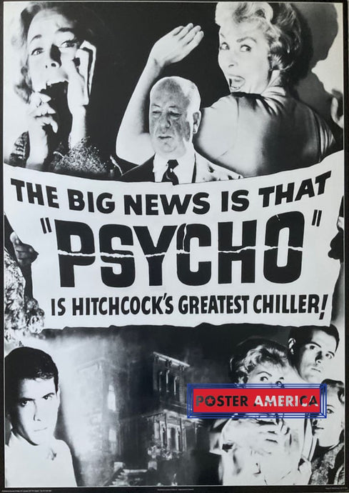 Psycho Vintage 1996 Black & White Collage With Quote 24 X 34 Poster