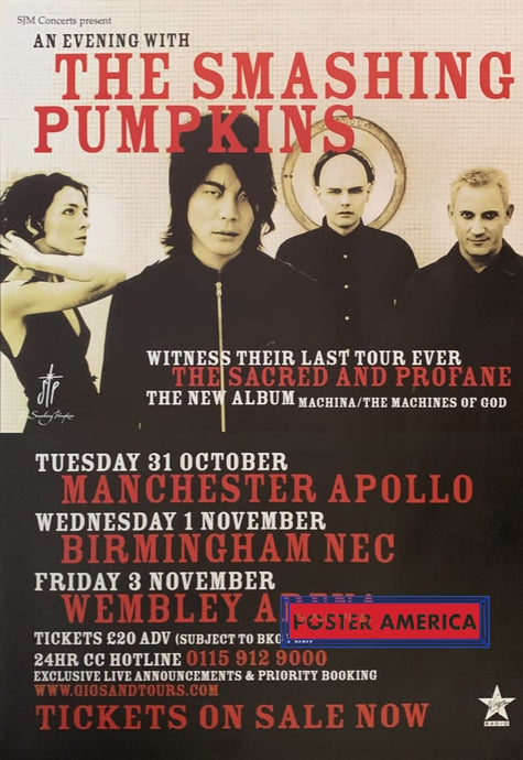 Smashing Pumpkins Reproduction Concert Tour Promo Poster 23.5 X 33