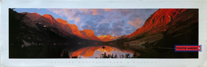 Sunrise Over St. Mary Lake Glacier National Park Montana Vintage Slim Print 12 X 36