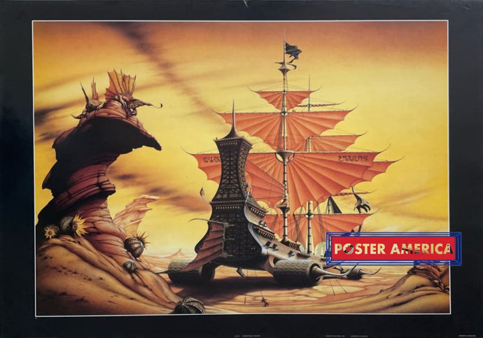 Terrestrial Voyager Fantasy Artwork By Rodney Mathews Vintage Poster 1991 24.5 X 35 Dragons And