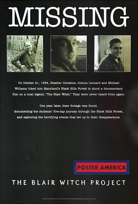 The Blair Witch Project One-Sheet Movie Poster Posters Prints & Visual Artwork