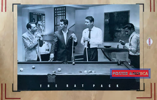 The Rat Pack Playing Pool Black & White Vintage Poster 24 X 34 Vintage Poster