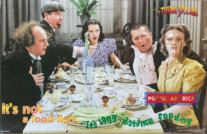 The Three Stooges Vintage 1999 Food Fight Poster 22 X 34