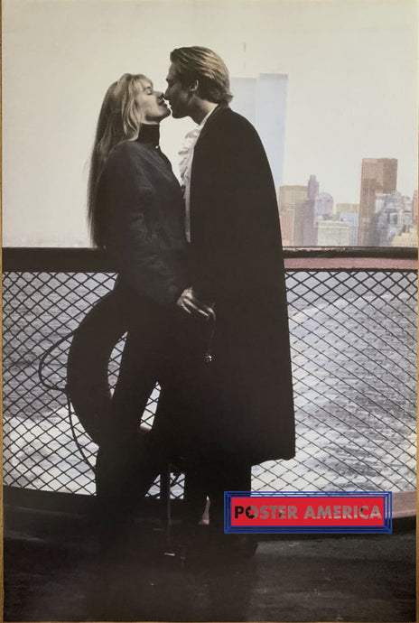 The World Trade Centers Couple Kissing On Farry In Hudson Vintage Poster 24 X 36 Vertical Shot Of