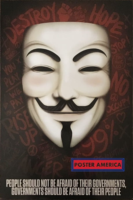 V For Vendetta Mask And Quote Poster 24 X 36