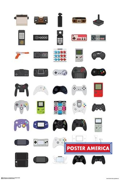 Video Game Controllers Collage Poster 24 X 36