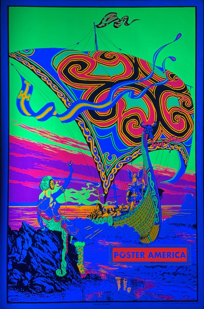 Load image into Gallery viewer, Vikings Return Original 1970S Black Light Poster 23 X 35 Posters Prints &amp; Visual Artwork
