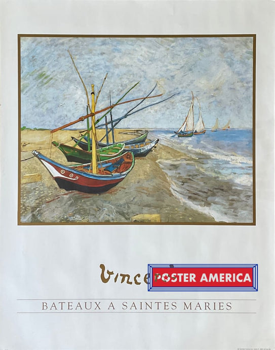 Vincent Van Gogh Bateaux A Saites Maries Vintage Art Print 22 X 28 Posters Prints & Visual Artwork