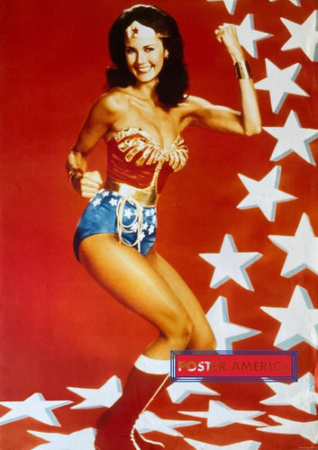 Wonder Woman Lynda Carter Red Background Vintage Poster 24 X 33.5