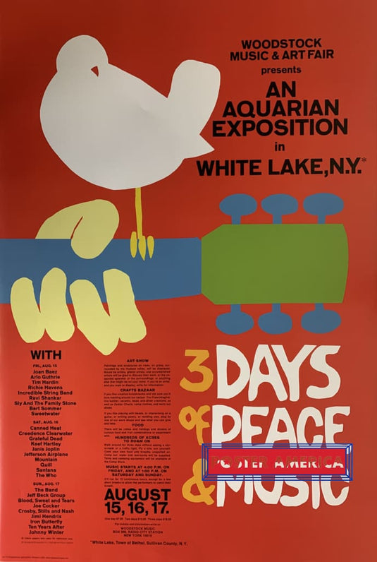 Woodstock 3 Days Of Peace Festival Poster 24 X 36