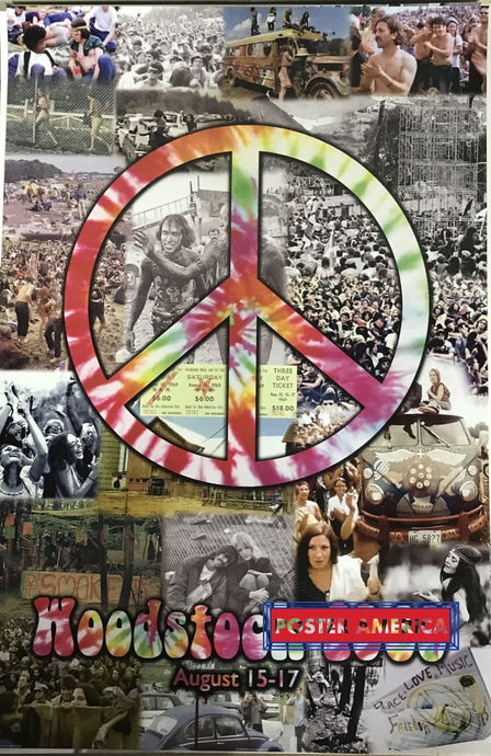 Woodstock Peace Sign Photo Mosaic Poster 24 X 36